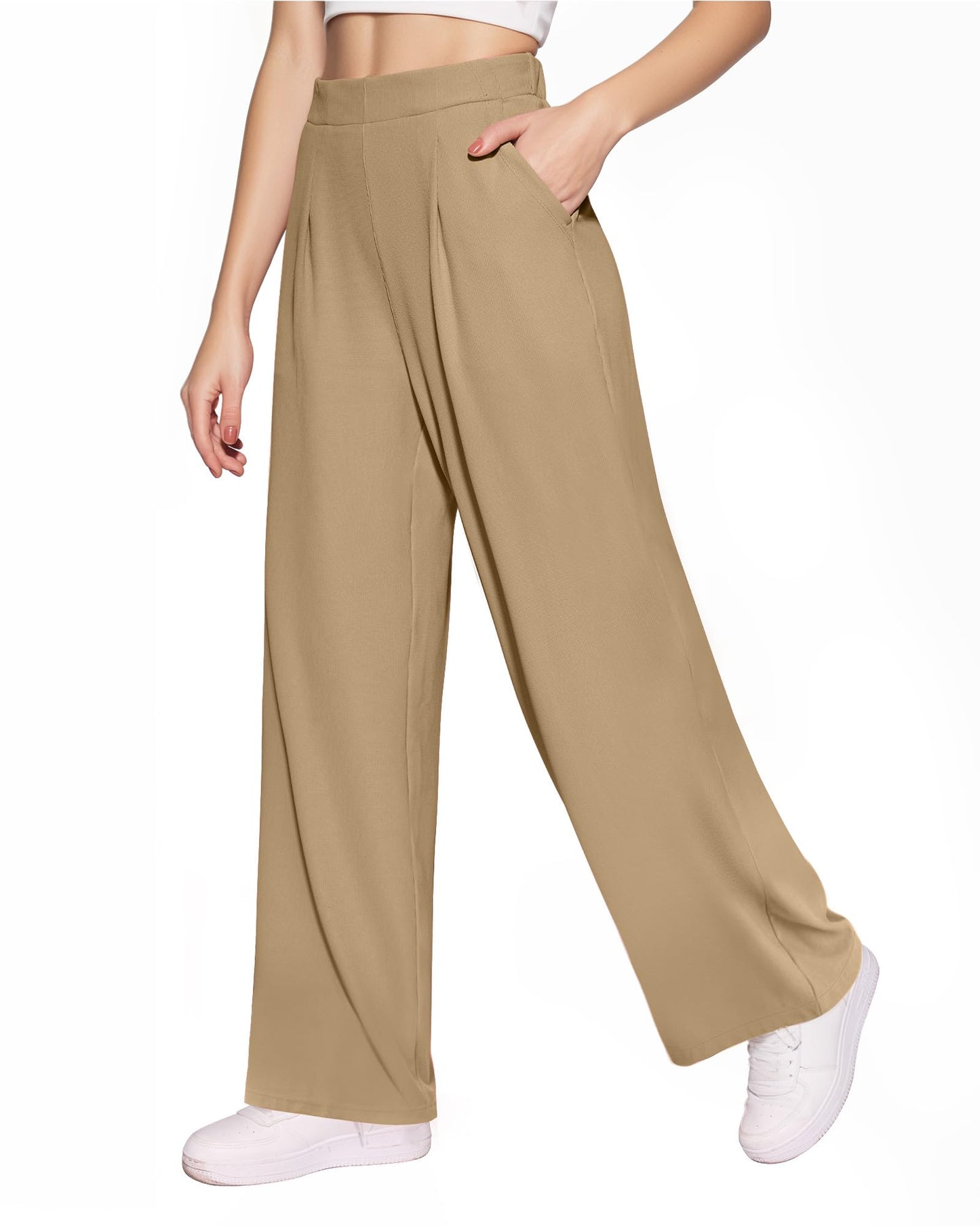 CLOZOZ Wide Leg Trouser Pants for Women High Waisted Casual Lounge Pants Business Work Pants Palazzo Slacks with Pockets