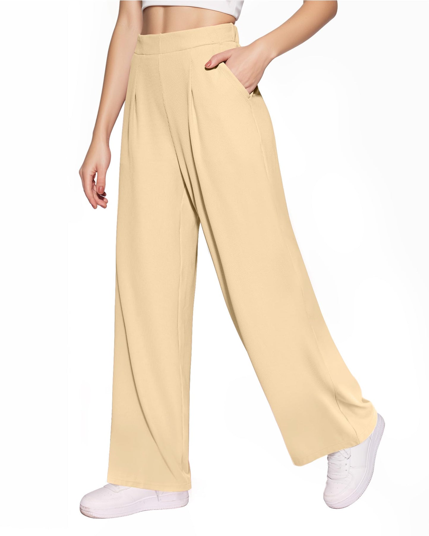 CLOZOZ Wide Leg Trouser Pants for Women High Waisted Casual Lounge Pants Business Work Pants Palazzo Slacks with Pockets