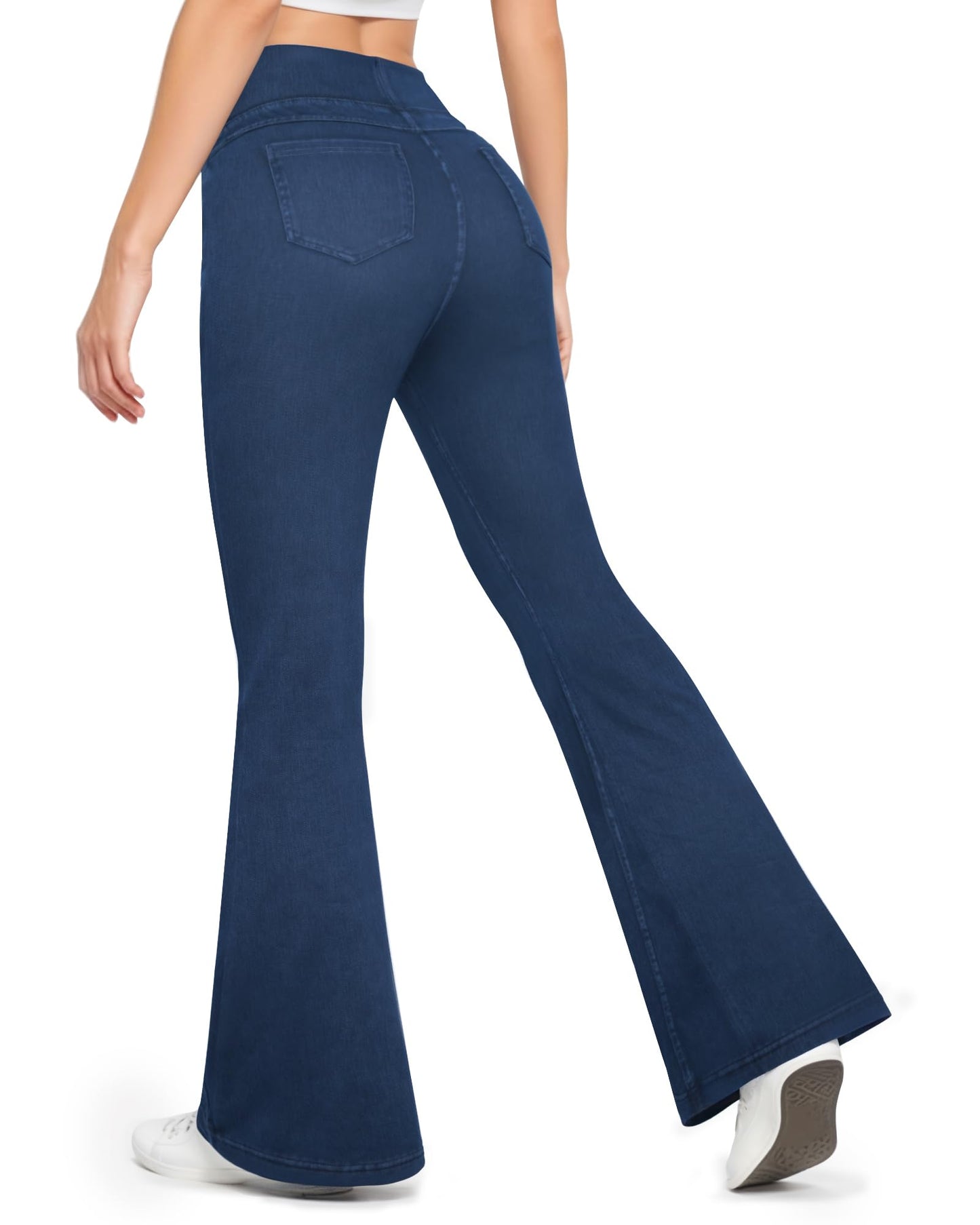 CLOZOZ Bell Bottom Jeans for Women High Waisted Stretchy Pull On Tummy Control Flared Jegging Jeans with Pockets