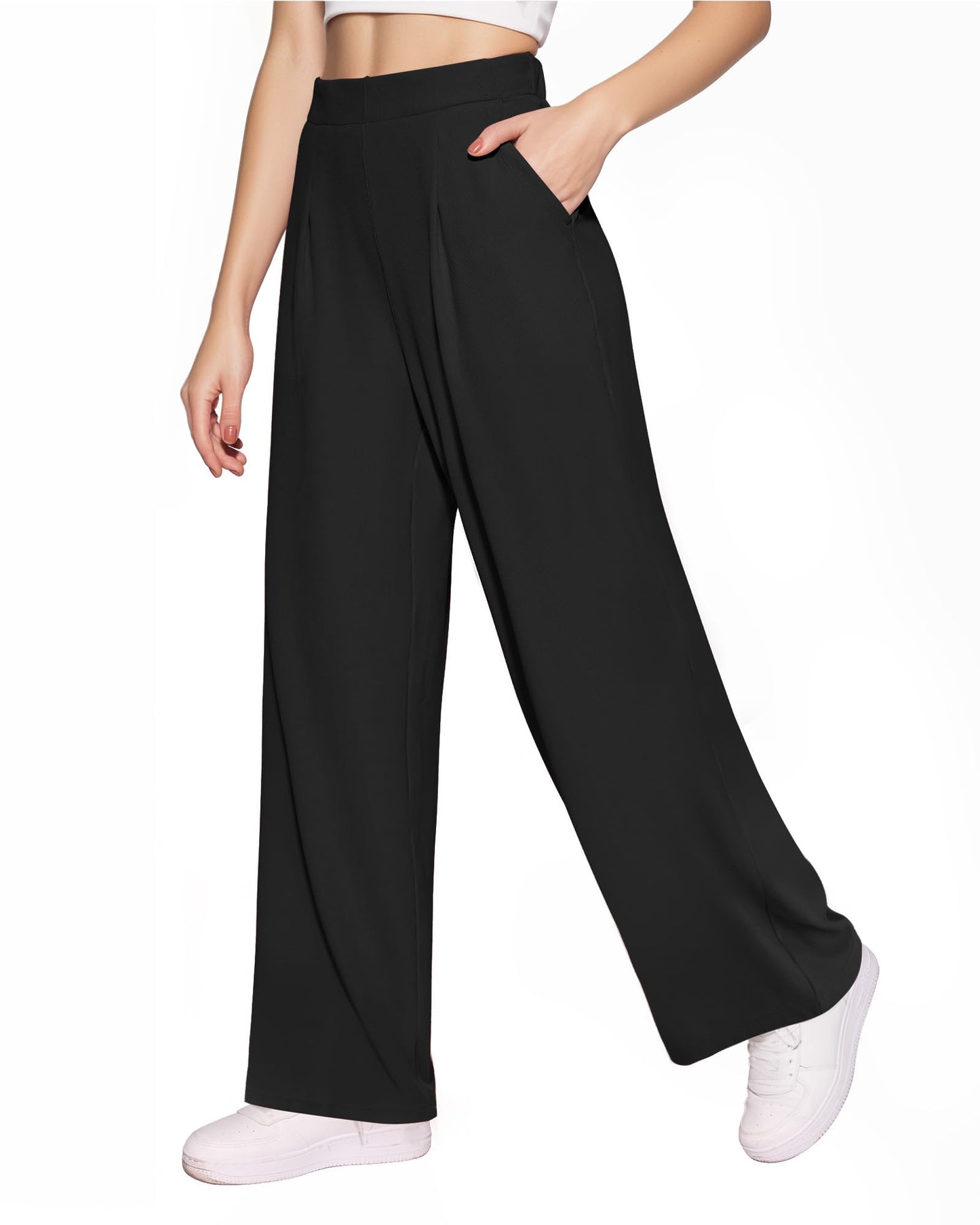 CLOZOZ Wide Leg Trouser Pants for Women High Waisted Casual Lounge Pants Business Work Pants Palazzo Slacks with Pockets